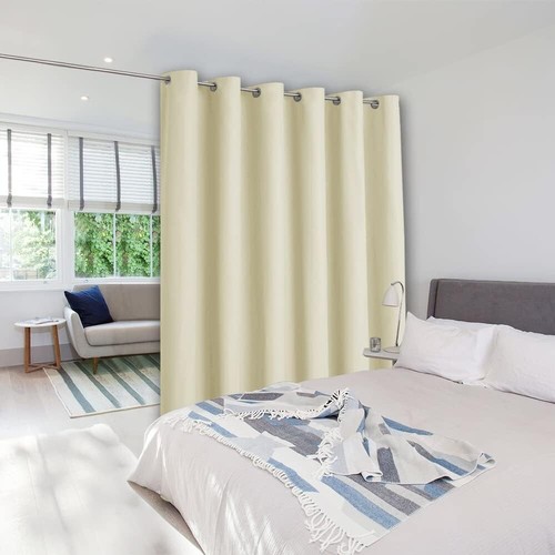 Versatile Beige Partition Curtain - Soundproof, Blackout, 10ft x 9ft Fabric - Picture 3 of 11
