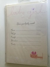 Simple And Sweet Hallmark Baby Girl Announcements Pink Kitty Cat 40 Pieces