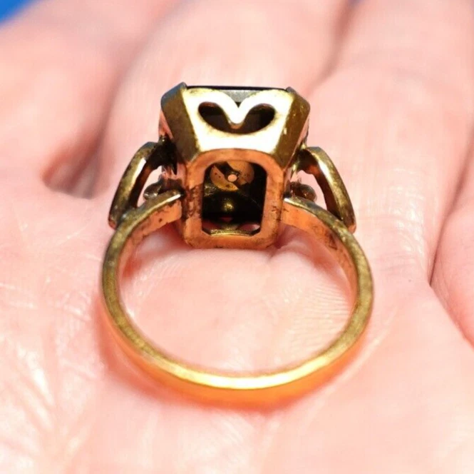 10K 金色填充珐琅 ONYX 东方星星戒指 复古尺寸 4 3 克 — 第 3/3 张图片