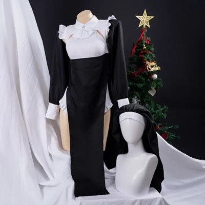 Anime Sexy Nonne Cosplay: Original Design schwarzes Kleid, große Größe Halloween Kostüm