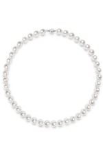 Elegant 10mm Faux White Pearl Necklace 18 Inch - with Silver Plated Clasp