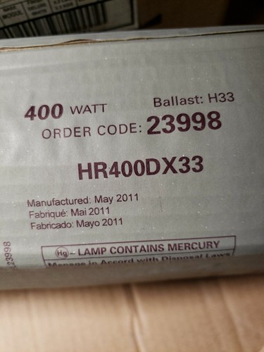 Box of 5- GE HR400DX33, 400W, E-37, Mercury Lamps, H33, Deluxe White 1Z-1653-E5 - Picture 3 of 3