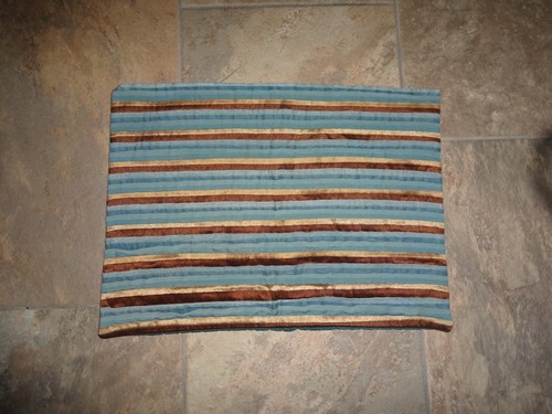 Pier 1 Lumbar Pillow Cover-fabric made stripes-detailed quality brown/blue - Picture 3 of 10