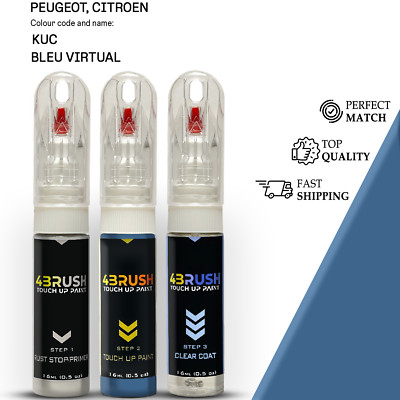 for PEUGEOT, CITROEN KUC BLEU VIRTUAL Touch Up Paint Scratch Repair Kit Pen New