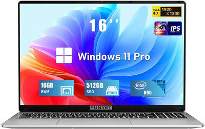 16'' 12th Gen Intel N95 Gaming Laptop 16GB 512GB SSD FHD 180° Win11 Pro