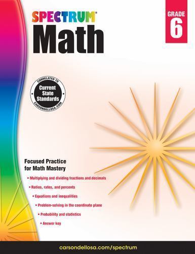 Spectrum 6th Grade Math Workbooks, Ages 11 t- 9781483808741, Compiler, paperback - Foto 1 di 1
