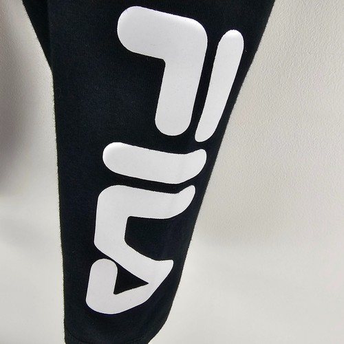 Fila Tights Womens Size 14 3/4 Length Black Logo Print Elastic Waist Gym Yoga - Picture 2 of 6