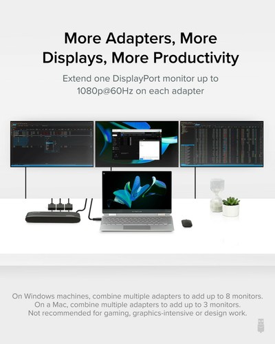 Plugable USB C or USB 3.0 to DisplayPort Adapter for Mac and Windows - Picture 3 of 7