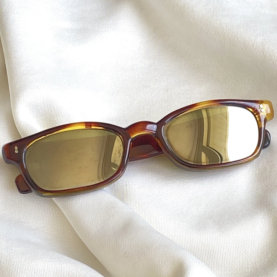 MCM Vintage 50s 60s Mod Brown Beatnik Slim Sunglasses - Mirror - JAPAN - UNISEX - Image 2 of 4