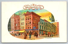 Vintage Postcard IL Chicago Berghoff Restaurant Street View Artist Concept -2104