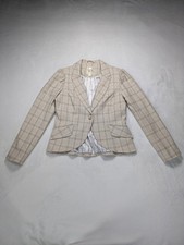 Autres Filles Plaid Puff Sleeve Blazer - Pearl Button Detail - Size L