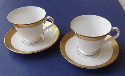 Pair(s) of Waterford China ''Kells Gold'' Cup & Saucer Sets - Appear Unused