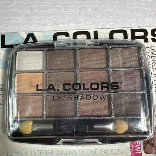 L.A. COLORS 12 Traditional Eyeshadow Palette Applicator Nude Shades Cosmetic - Picture 2 of 3