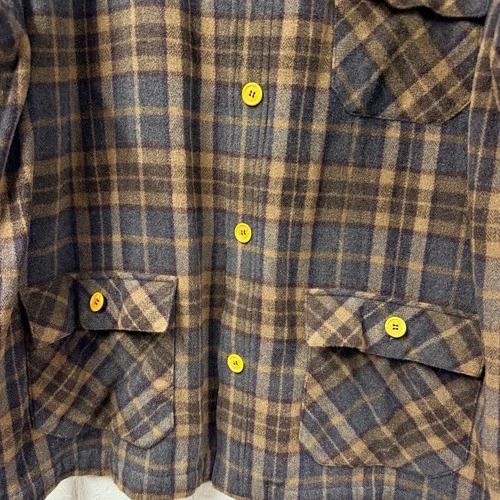 Le Collezioni Structure XL Wool Shirt 3 Pocket Plaid Jacket Italian XL Brown image 3