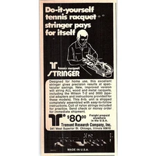 Tennis Racquet Stringer Tremont Research Co Chicago 1977 Ad AF3-Q2