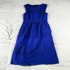 J. Crew Lucille Blue Size 2 Eyelet Lined Sleeveless Knee Length Sheath Dress