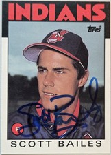 1986 Topps Traded Scott Bailes Auto Card #5T Cleveland Indians Rookie Signed MLB. rookie card picture
