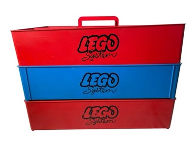 3 X VINTAGE 1970er LEGO SYSTEM AUFBEWAHRUNGSBEHÄLTER SORTIERBOX SCHALEN MIT GRIFF ROT - SEHR GUTER ZUSTAND