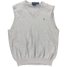POLO Ralph Lauren Sweater Vest Men's XXL Light Gray 100 Pima Cotton V-Neck