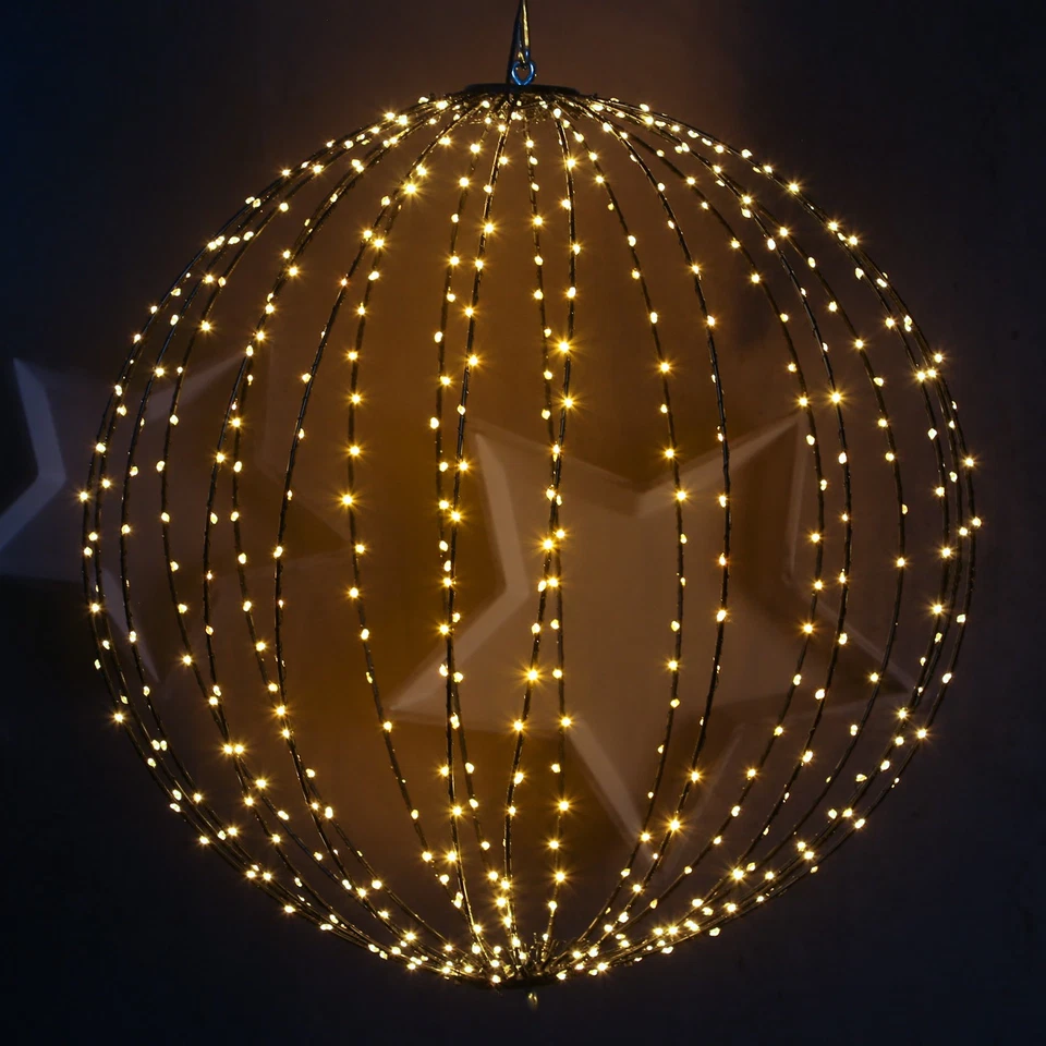 LED Drahtkugel Leuchtkugel faltbar 58cm 480LED Kugelleuchte 8Modi Timer Außen - Bild 3 von 4