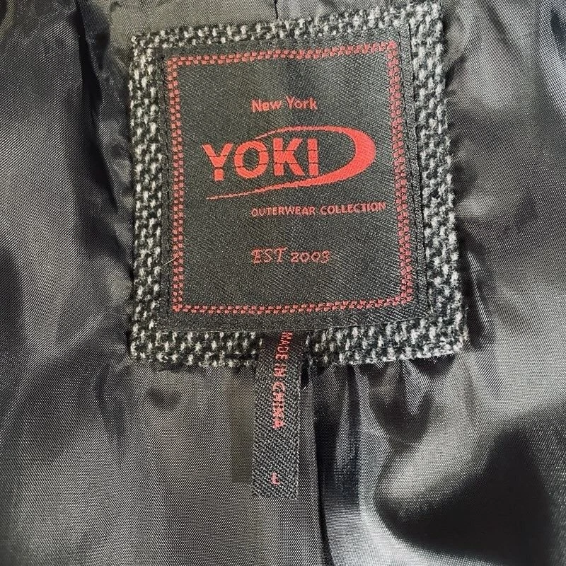 Gabardina Yoki New York Mezcla Lana L Gris Cinturón Doble Pecho Invierno Cálida Foto 3 de 4