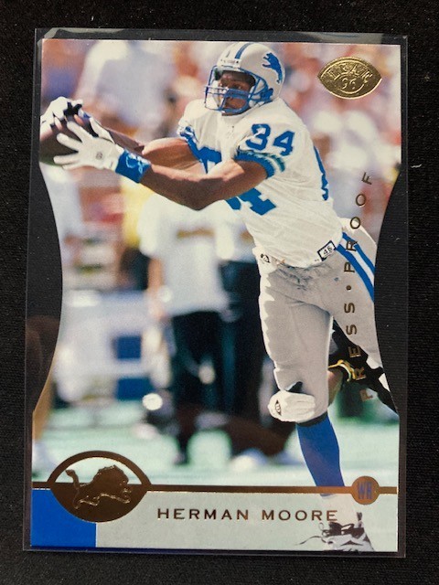 1996 Leaf Press Proof Die-Cut GOLD /500 Herman Moore #55 Lions
