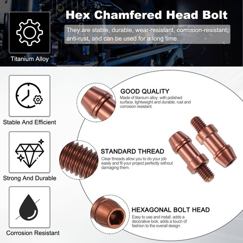 Titanium Bicycle Stem Bolt, M5x18mm & 2 Set & 	Bronze Hex Tapered Head - Picture 3 of 6