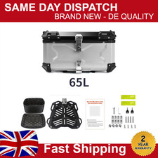 65L Aluminium Alloy Motorcycle Top Box Case Waterproof Box Luggage Storage New