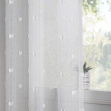 MYSKY HOME White Sheer Curtains 84" Length - 2 Panels Rod Pocket for Bedroom/Liv