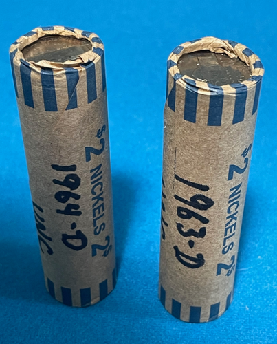 1963-D, 1964-D Jefferson Nickels BU Uncirculated Original Roll