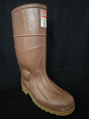 Uniroyal Series 4000 Ansi Z41.1 Steel Toe Rubber Boots Brown Men's 9 Made In USA