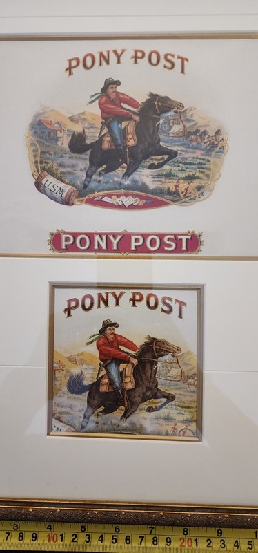 PONY EXPRESS BRAND FRAMED CIGAR BOX TOP