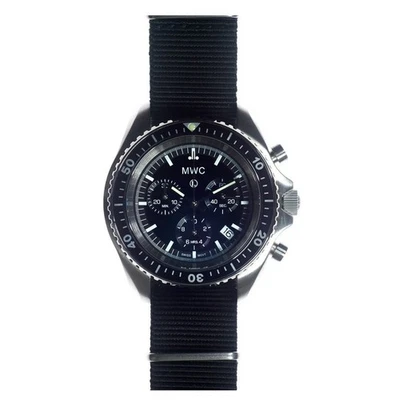 MWC Pattern Chronographe Quartz Acier Tissu Noir Date Militaire Montre Homme - Photo 1/4