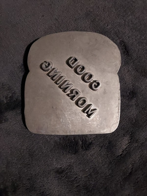 Vintage ~ Aluminum Toastmark Brand ''Good Morning'' Bread Slice Design Stamper