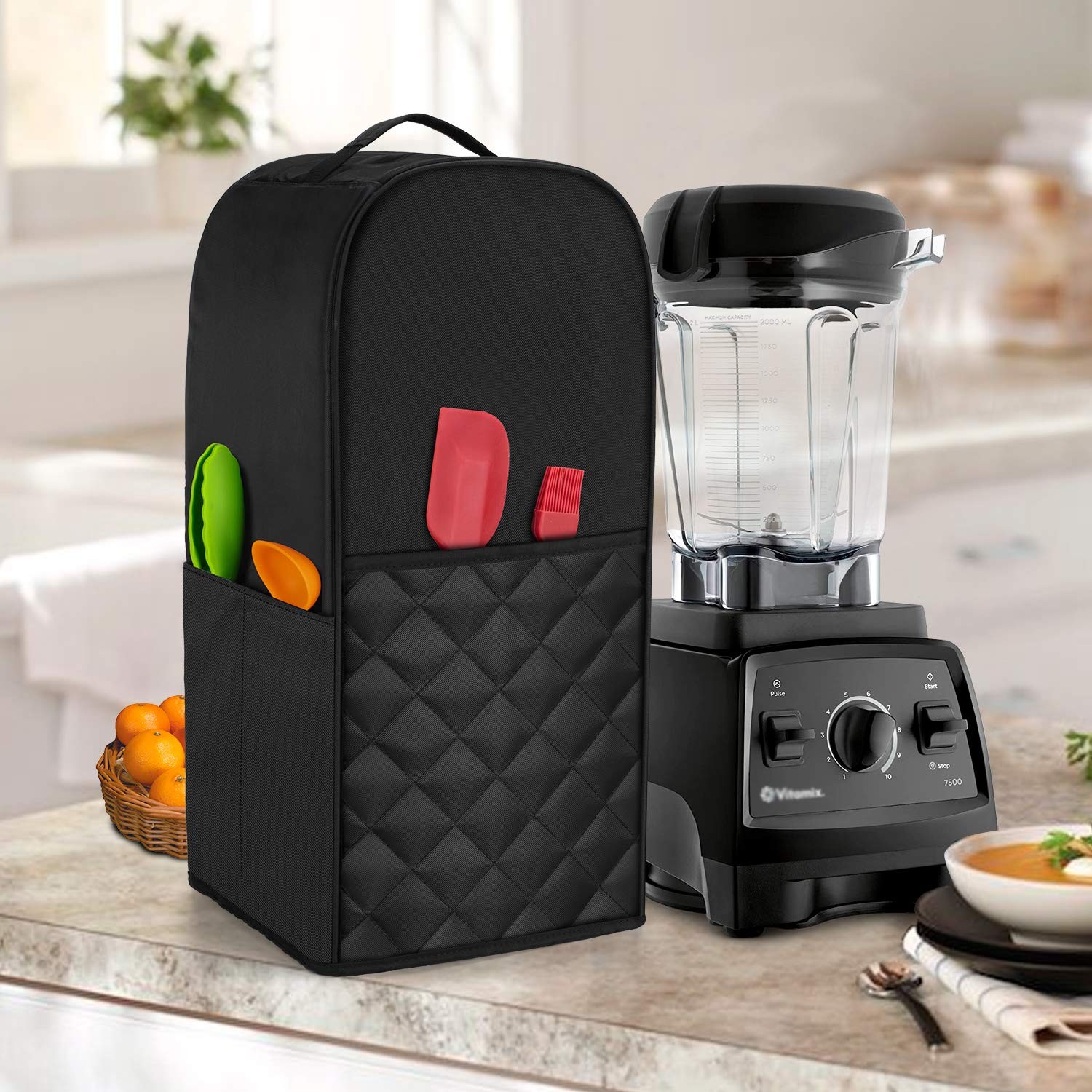 Luxja Blender Cover Compatible with Vitamix 64 oz. Low-Profile Blender, Black...
