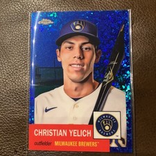 2023 Christian Yelich Topps Chrome Platinum Blue Mini Diamonds 130/199 Brewers