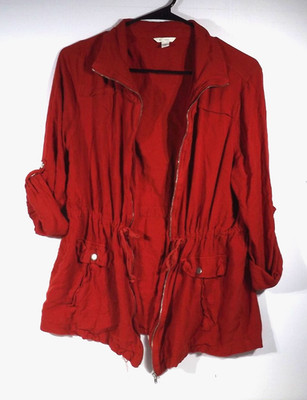 C Est. 1946 Rust Orange Jacket - Adjustable Synch Waist - Gold Zipper - Light