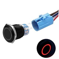 19mm Latching Push Button Switches SPDT ON/Off Waterproof Black Metal 12V Red