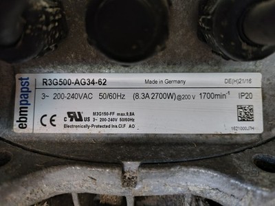 ebm papst R3G500-AG34-62 3 Phase 200-240V 8.3A Gray Aluminum Fan Module
