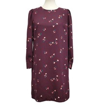 Old Navy Womens Small Long Sleeve Plum Floral 100% Polyester Sheath Dress
