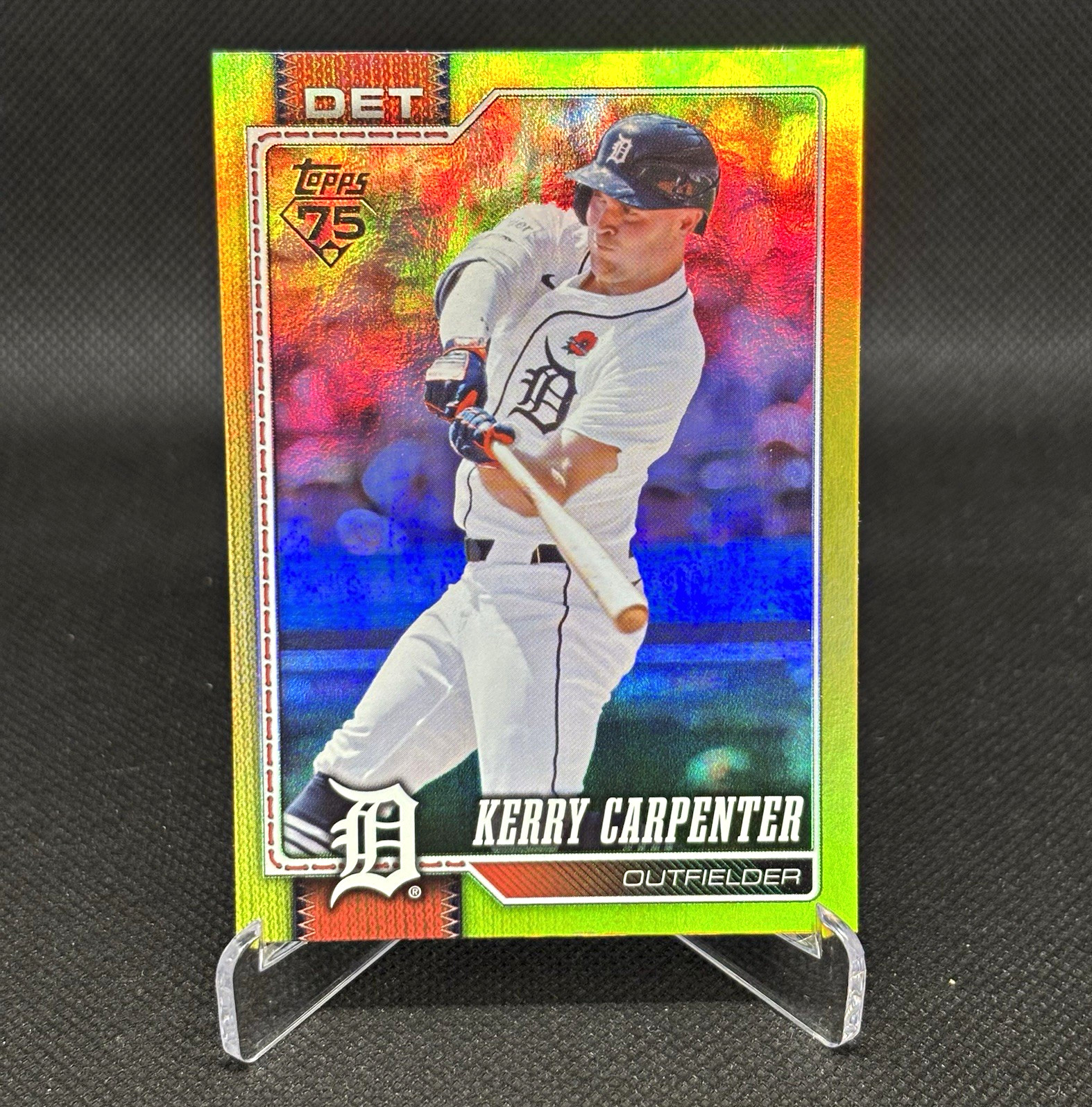 Topps 2026 75th Anniversary Kerry Carpenter Yellow Rainbow Foil /399 Tigers #61