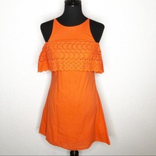 ASOS orange eyelet trim cold shoulder dress size 4