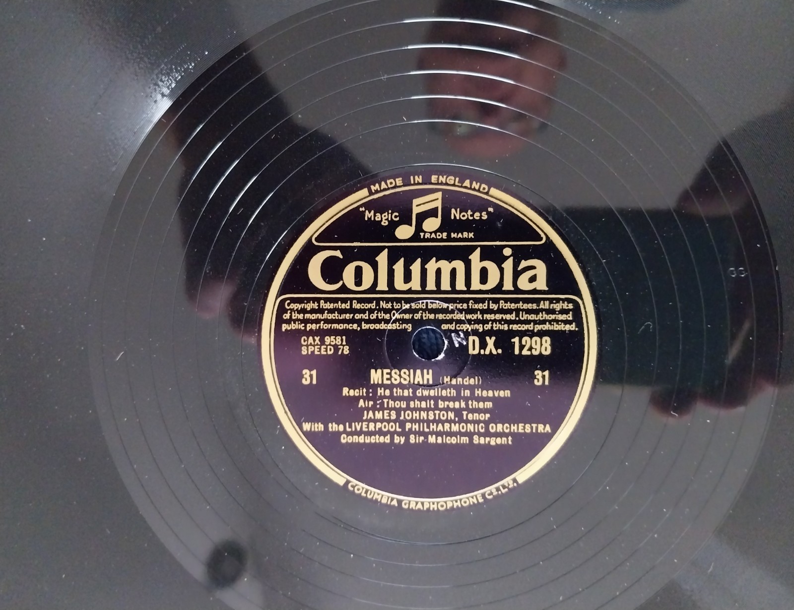 Liverpool Philharmonic: Messiah Handel 12" Shellac 78 Excellent Condition