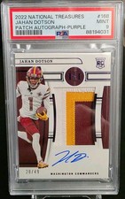 2022 National Treasures Jahan Dotson Rookie Patch Auto /49 3 Color Patch PSA 9