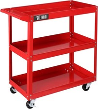 3 Shelves Rolling Tool Cart Steel Utility Cart For Garage Workshop Warehouse