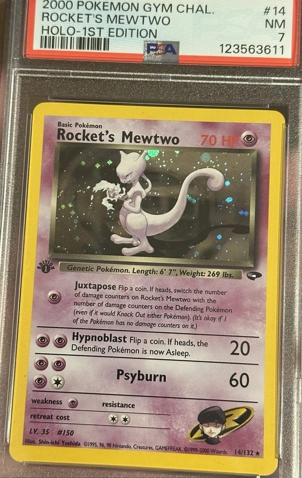 2000 POKEMON GYM CHALLENGE HOLO-1ST EDITION #14 ROCKET'S MEWTWO PSA 7 - Image 2 of 4