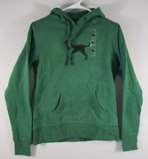 The Black Dog Womens Logo Graphic Classic Hoodie Long Sleeve Pocket Size S Green