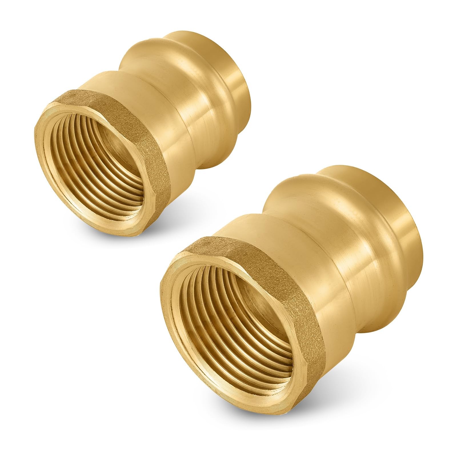 2 PCS 1 Inch Copper Press x 1 Inch Female NPT Adapter Brass Fitting Connector