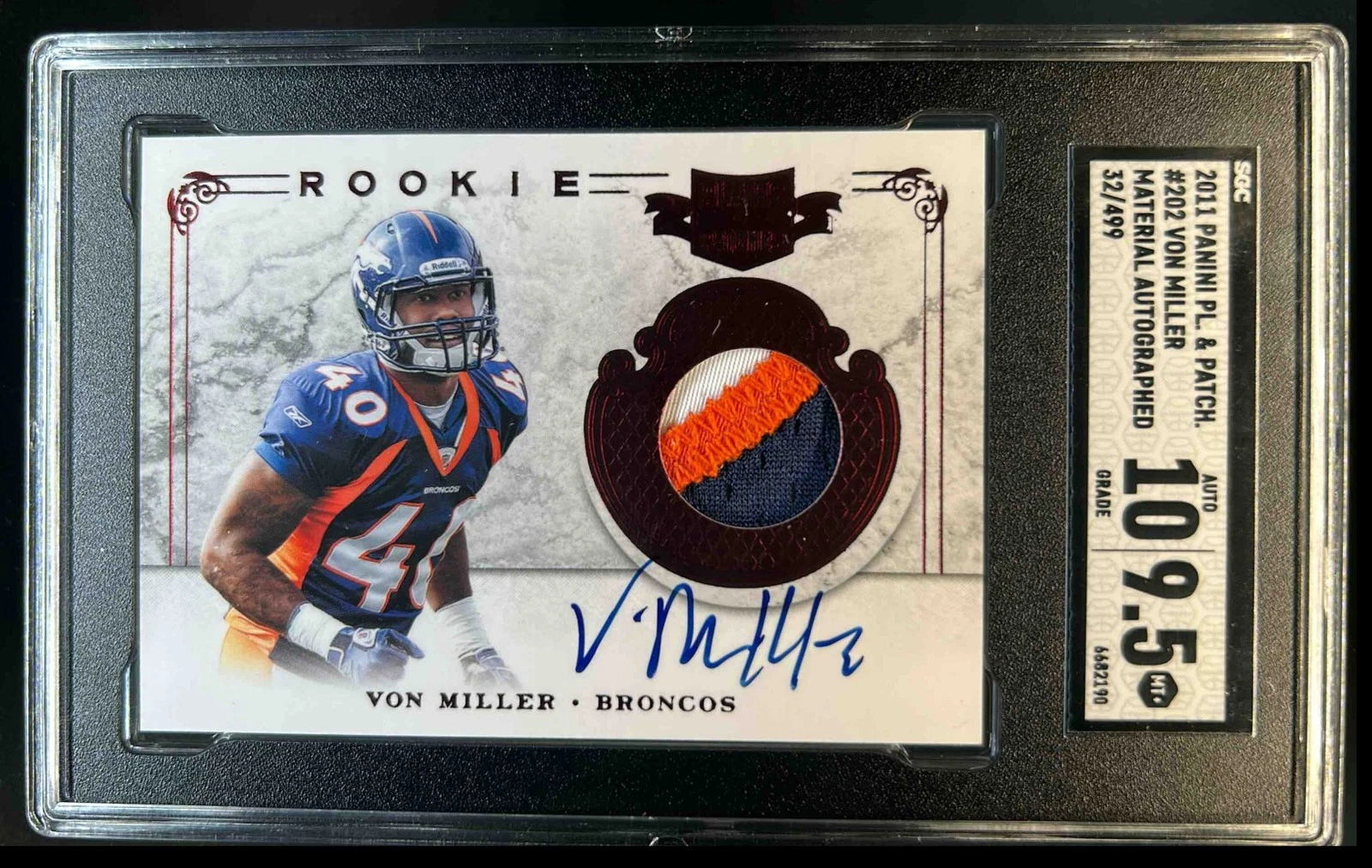 Von Miller Panini Plates & Patches Rookie Blitz #20 Jersey Autograph