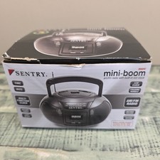 Sentry Mini Boom Box AM/FM Radio 5 Function Clock Antenna Twin Speakers MBBRC